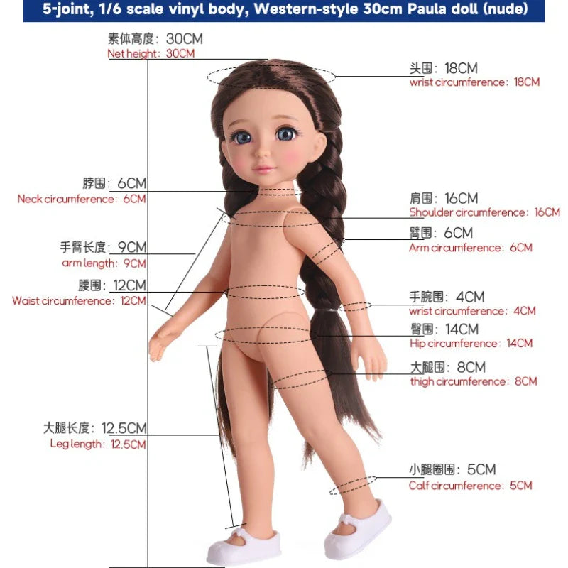 12-Inch Girl Doll – 30cm Dress-Up Toy, Perfect Gift for Children