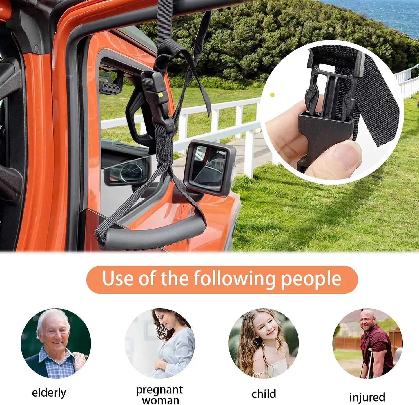 Adjustable Car Safety Grab Handle — Standing Support for Elderly & Disabled Assistance