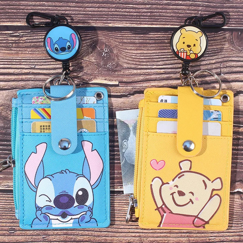 Unisex 5-Bit Badge Reel Business Card Holder with PU Neck Strap & Coin Purse – ID, Bus & IC Card Lanyard