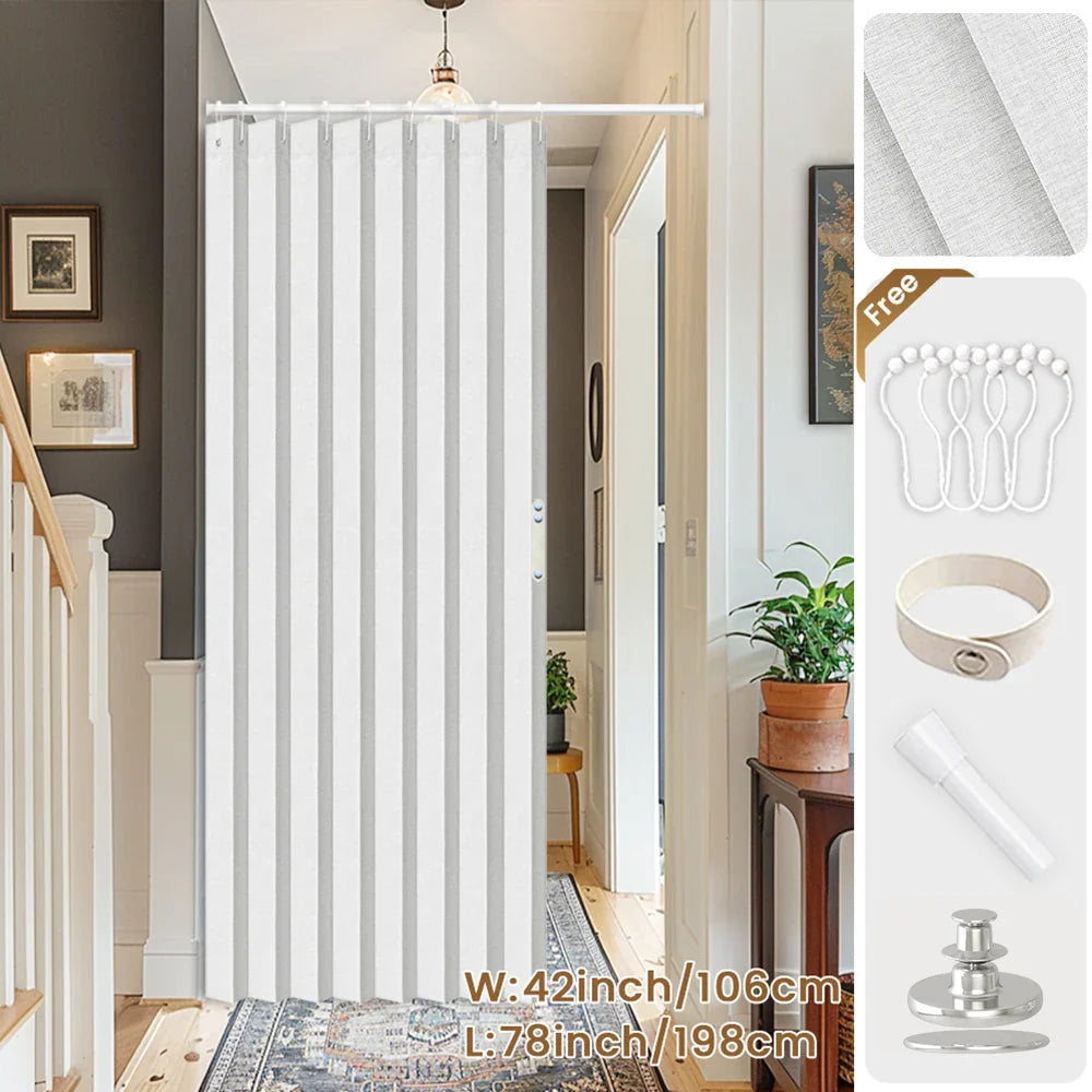 Blackout Folding Door Curtain – 1 Panel Privacy Screen for Living Room, Bedroom, Kitchen, Closet, Room Divider