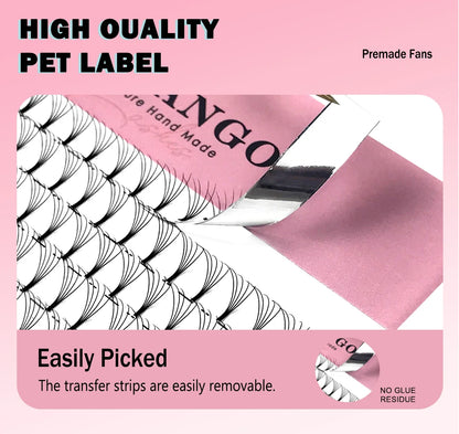 CoMango Wispy Premade Volume Lash Fans – 3-10D Individual Short Stem Faux Mink Russian Eyelash Extensions, 320 Fans