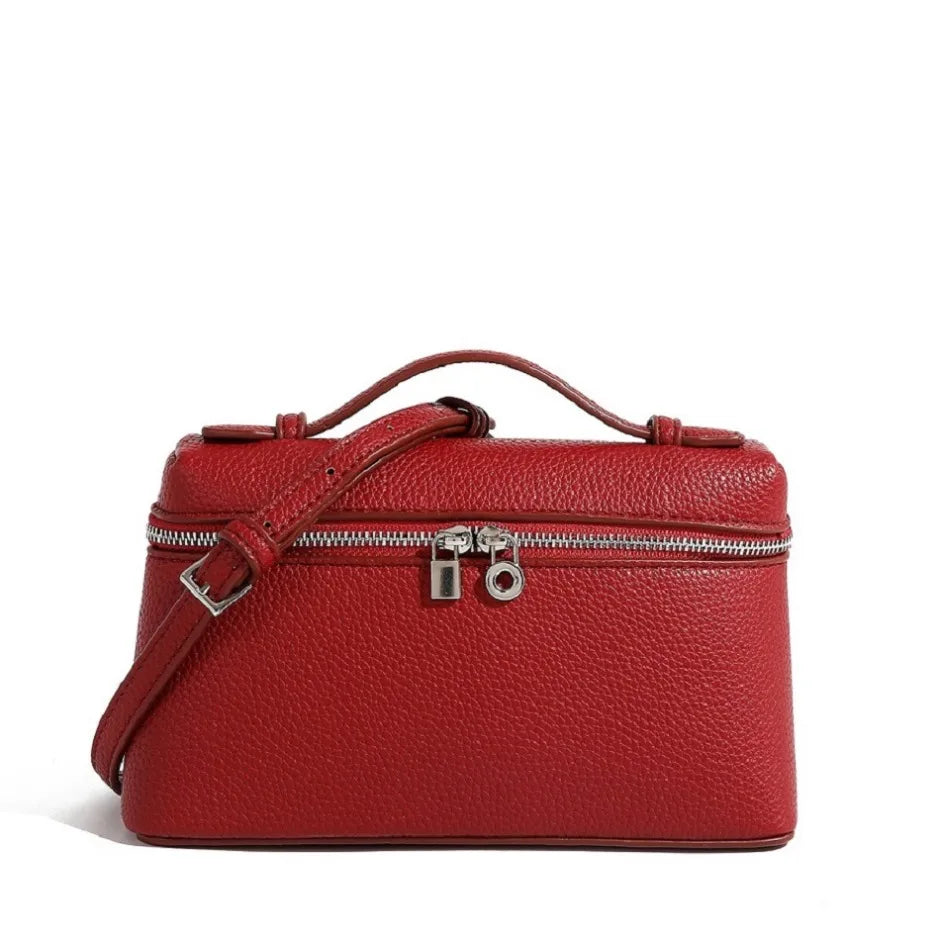Lychee Grain Mini Shoulder Bag - Elegant Women’s Fashion Crossbody Handbag with Lunch Box Style Design