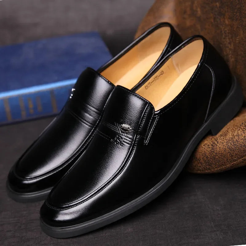 Leather Men's Formal Shoes – Luxury Dress Loafers, Breathable Slip-On Moccasins & Black Driving Shoes (Plus Size 38-44)
