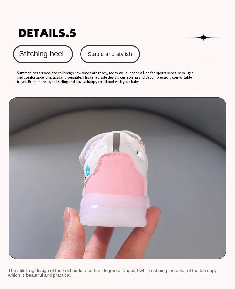 Sanrio LED Hello Kitty Shoes for Girls – Cute Cartoon Kawaii Summer Sneakers with Soft Bottom