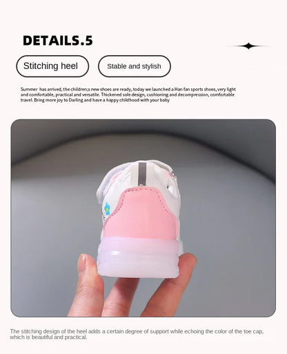 Sanrio LED Hello Kitty Shoes for Girls – Cute Cartoon Kawaii Summer Sneakers with Soft Bottom