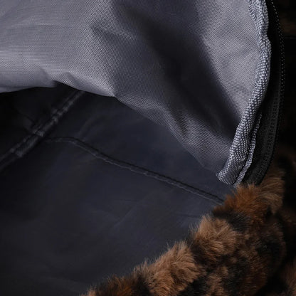 Women's Leopard Plush Backpack - Large Capacity Multi-Pocket Commuter Bag
