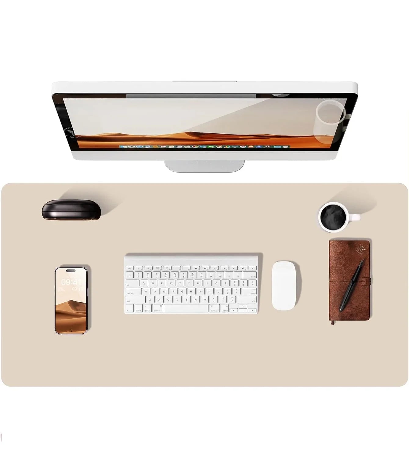 Large Leather Mouse Pad Desk Mat - Non-Slip PU Leather Office Desk Protector for Laptop & Workspace Setup