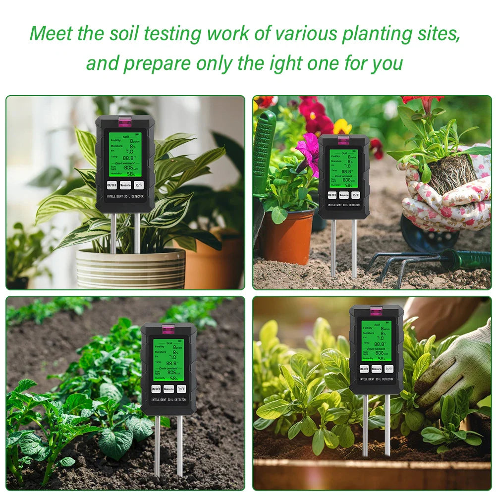 Digital 6 in 1 Soil Tester - pH, Fertility, Moisture, Sunlight, Humidity & Temperature Monitor for Garden Soil Analysis