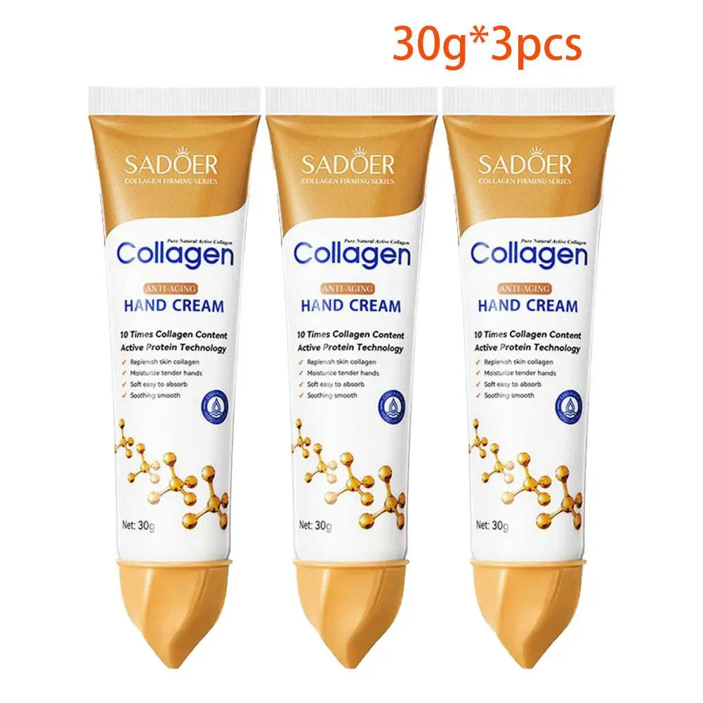 3pcs Collagen Hand Cream 30g — Moisturizing, Skin Softening & Nourishing Korean Skincare for Cracked Hands