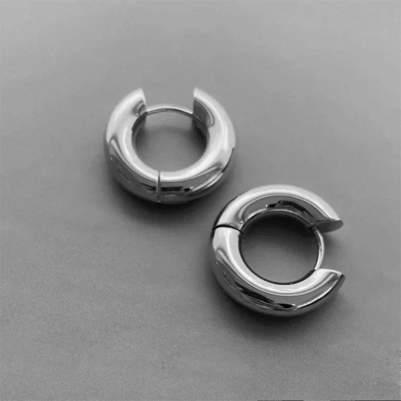 20mm Stainless Steel Hoop Earrings – Smooth Round Chunky Huggie Earrings for Women Jewelry Accessories