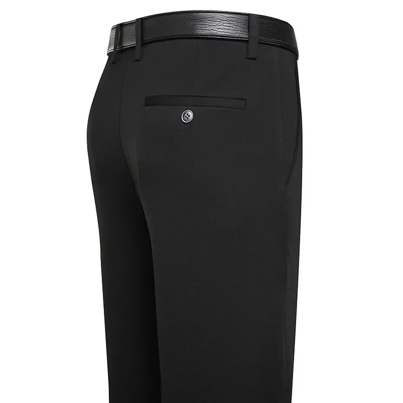 Men's Summer Trousers – Thin Business Casual Elastic Loose Fit Straight Pants | Classic Solid Color