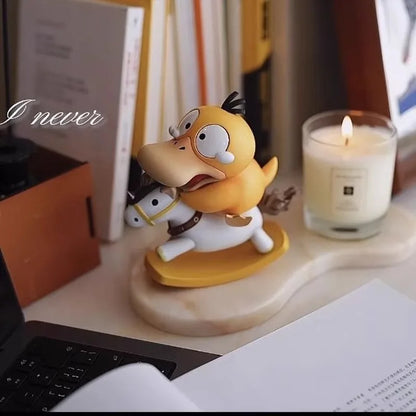 Pokemon Psyduck Rocking Horse Figure – GK Anime Desktop Decoration, Collectible Doll Statue, Holiday Gift