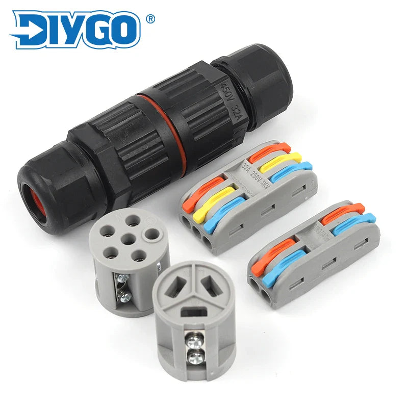 IP68 Waterproof Wire Connector Junction Box – 2/3/5 Pin Quick Push-In Terminal for 4-10mm Outdoor Cables
