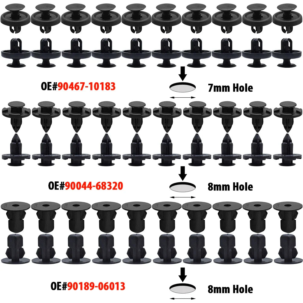 Erick’s Wiper 200-Pcs Auto Body Trim Clip Set – 9 Sizes Push Pin Rivets Bumper Retainers for Toyota Corolla, RAV4, Yaris, Prius, Lexus