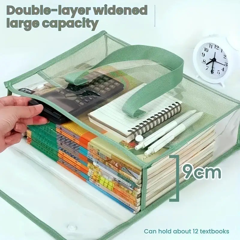 Transparent PVC Exam Bag - Large Capacity Waterproof Study Pouch for School Test Papers, Documents & Stationery Storage