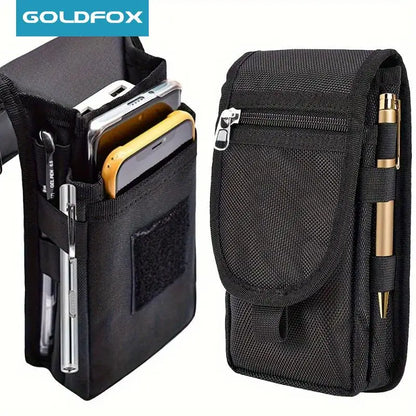 6.3-Inch Multi-Functional Mobile Phone Bag – Oxford Fabric Belt Pouch for Men’s Outdoor Use, Compatible with iPhone 15 & 16