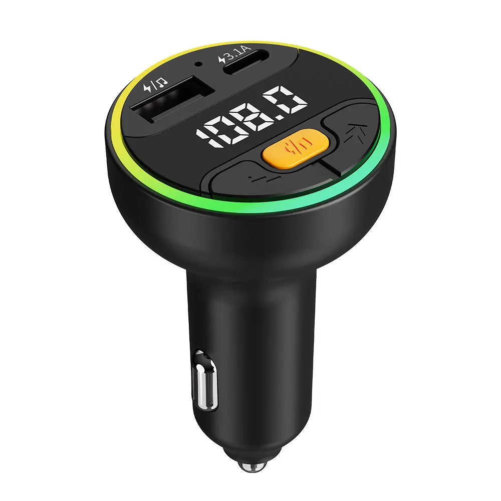 Bluetooth 5.3 Car FM Transmitter – Handsfree Wireless Audio Adapter with USB-C Fast Charging, MP3 Player & Auto Radio Modulator Car Kit for All Vehicles
