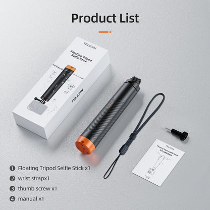 Telesin Underwater Buoyancy Diving Selfie Stick Tripod for GoPro, Insta360, DJI OSMO Action Cameras
