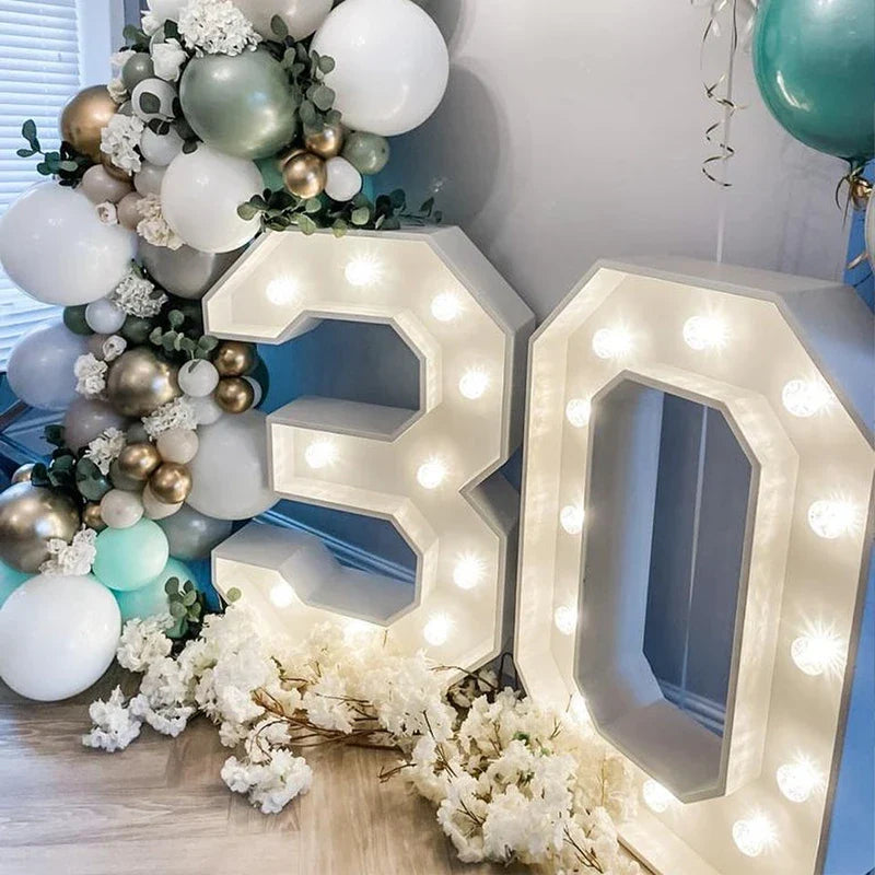 91.5cm Giant LED Light Birthday Number Figure - 1st Birthday, Anniversary, Wedding, Baby Shower Decor, 30, 40, 50 Number Frame