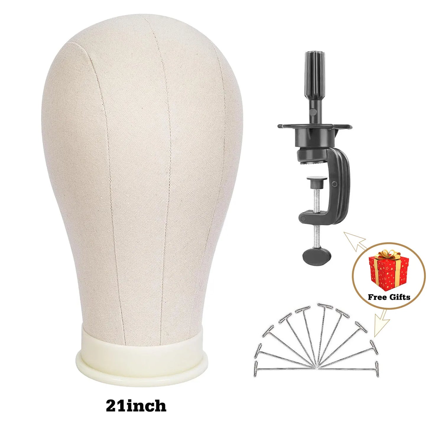 21-23 Inch Mannequin Head with Wig Stand – Canvas Head for Wig Making & Display