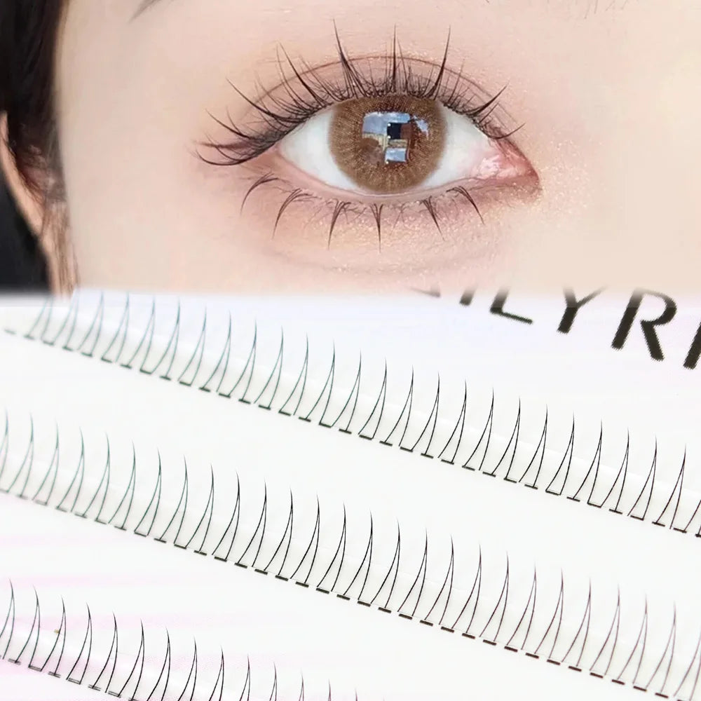Korean J-Curl V-Shape Black Manga Under Eyelashes — Soft Natural Bottom Lash Clusters (Bunches)