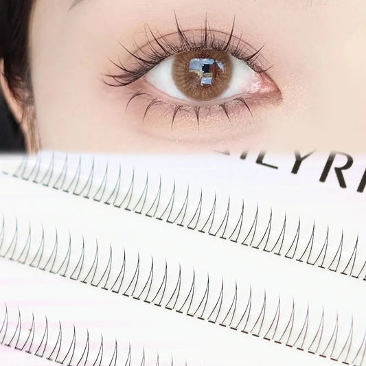 Korean J-Curl V-Shape Black Manga Under Eyelashes — Soft Natural Bottom Lash Clusters (Bunches)