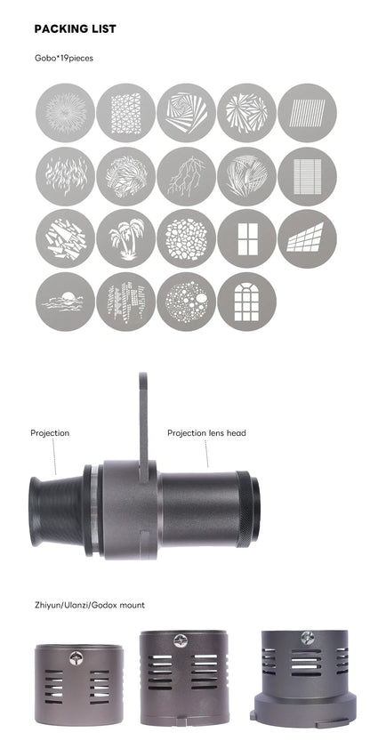 Mini Snoot Projection Attachment – Compatible with Zhiyun, Ulanzi, & Godox Mounts