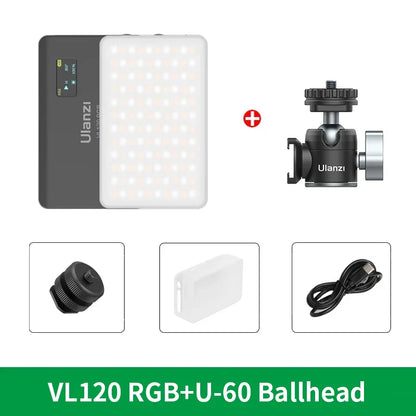 Ulanzi VL120 Full Color RGB Video Light – Dimmable 2500K-9000K LED Photography & Vlog Fill Light for Cameras