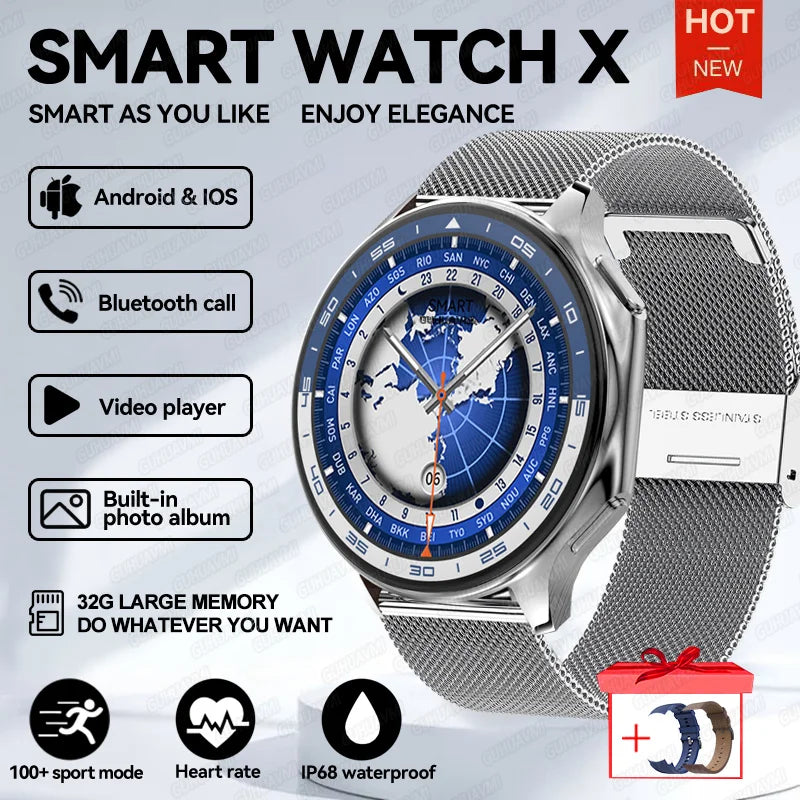 2024 OPPO Watch X Smartwatch — 4G, AMOLED Display, Music & Video, Bluetooth Call, IP68 Waterproof, Compatible with TWS Earphones