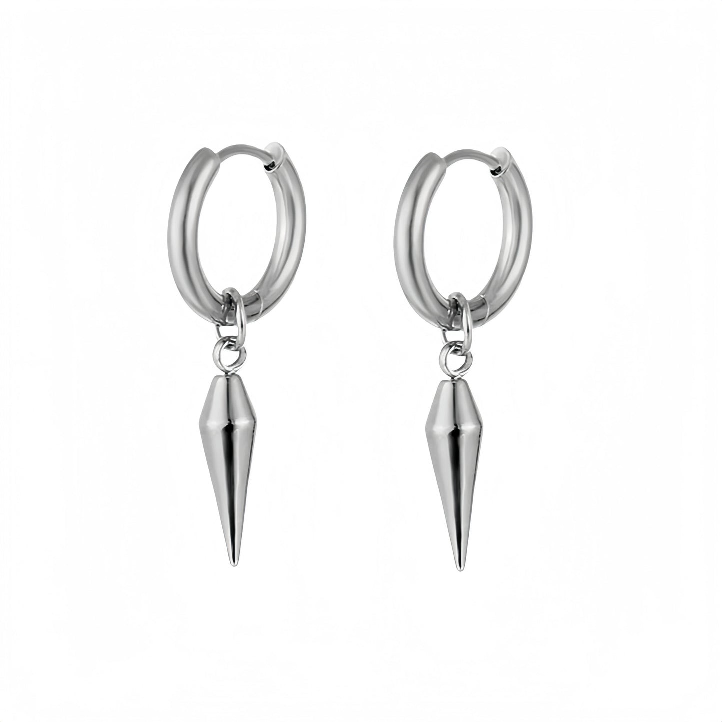 Long Hanging Cross & Leaf Hoop Earrings – Vintage Stainless Steel Hip Hop Unisex Jewelry Accessories