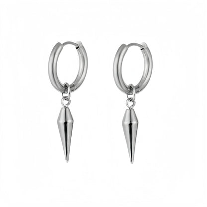 Long Hanging Cross & Leaf Hoop Earrings – Vintage Stainless Steel Hip Hop Unisex Jewelry Accessories