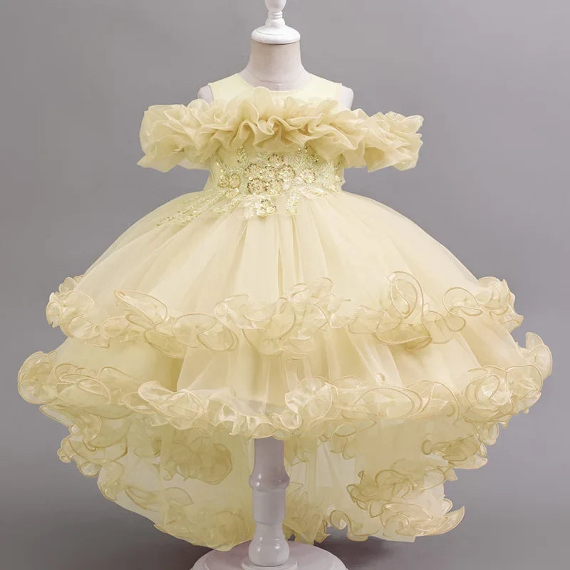 Girls Floral Sequin Princess Dress - Flower Girl Party Dress for Weddings, Birthdays & Christmas