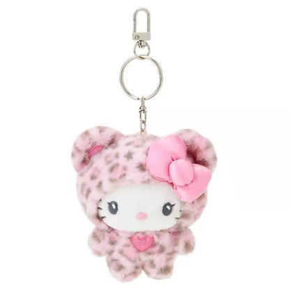 Sanrio Leopard Print Bear Hello Kitty Keychain – Plush Doll Pendant, Cartoon Kitty Cat Bag Decoration, Perfect Gift