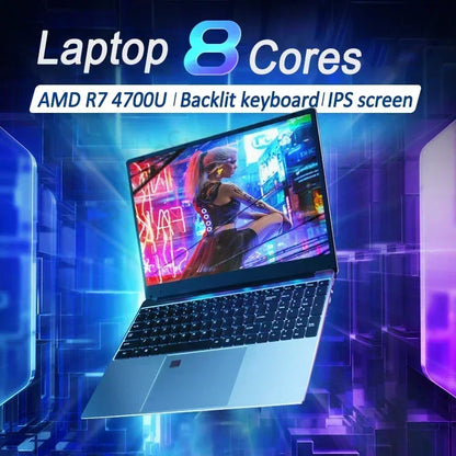2024 Ultrabook Laptop 15.6-Inch - AMD R7 4700U/R5 4500U, 36GB DDR4, 2TB, Backlit Keyboard, Fingerprint Unlock, Windows OS Gaming Notebook