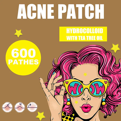 300/600/1200pcs Star Pimple Patches – Colorful Invisible Acne Spot Stickers for Skin Care and Face Concealer