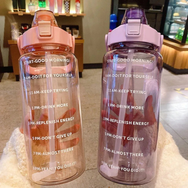 2L Straw Plastic Water Bottle: Large Portable Travel Bottle for Sports & Fitness - High-Value Big Fat Cup, Adult Universal