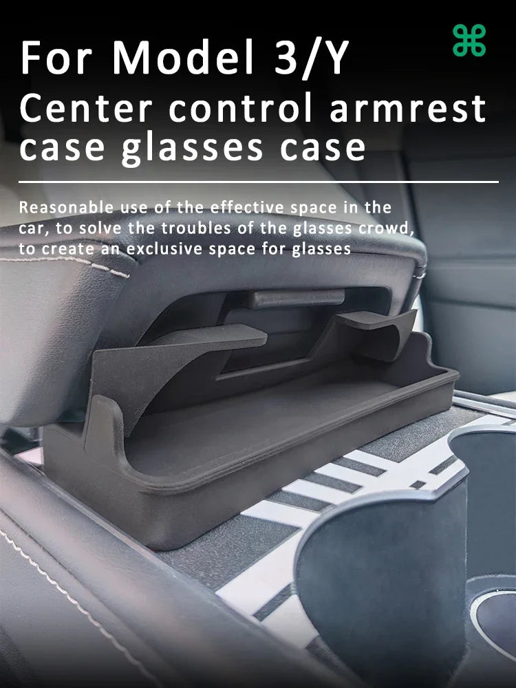 Central Armrest Storage Box for Tesla Model Y/3/3 Highland – Multi-Functional Glasses & Phone Organizer Case, 2024 Accessory