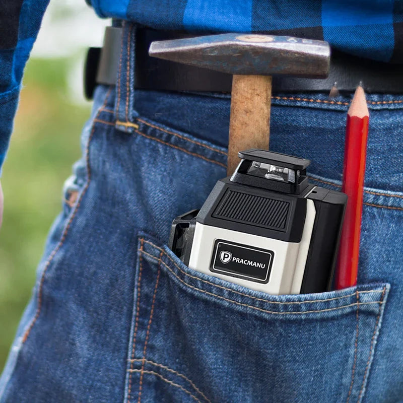Pracmanu Mini 12-Line 3D Laser Level — Self-Leveling 360° Horizontal & Vertical Green Laser Beam