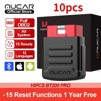 MUCAR BT200 OBD2 Automotive Diagnostic Scanner – Bluetooth/WiFi Car Tool with 15 Reset Functions