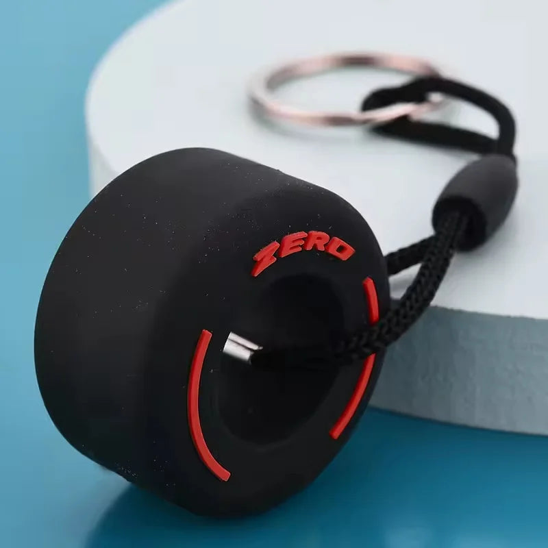 Mini F1 Racing Tire Keychain – Luxury Car Key Accessory & PVC Tire Pendant for Men, Car Lovers & Gifts