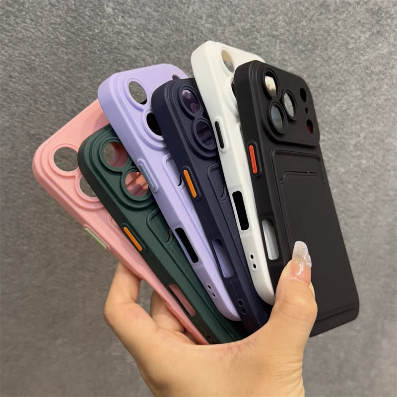 Luxury Soft Silicone Wallet Case for iPhone – Shockproof Card Holder Slot Cover for iPhone 17 Air, 16E, 15, 14 Plus, 13, 12 Mini, 11 Pro Max, XR & XS