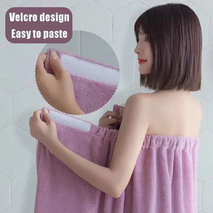 New Coral Velvet Bath Skirt – Soft, Absorbent, Thickened Wearable Bath Towel with Elastic Edge for Women, Quick Dry