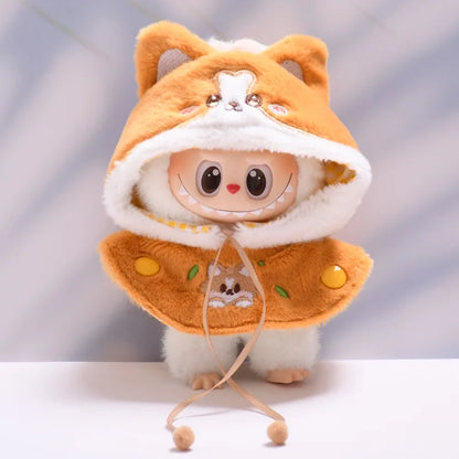 17cm Labubu Doll Clothes — DIY Accessories Heartbeat Long-Eared Furry Rabbit Costume | Cartoon Dress-Up Outfit