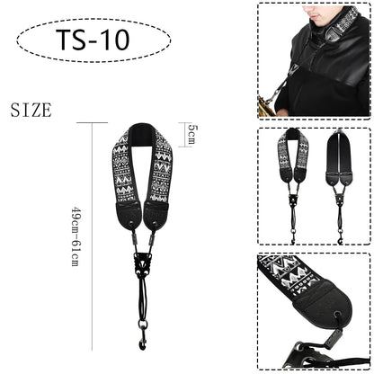 Saxophone Neck Strap - Adjustable Leather Universal Fit for Soprano, Alto, Tenor Sax with Secure Closed Hooks