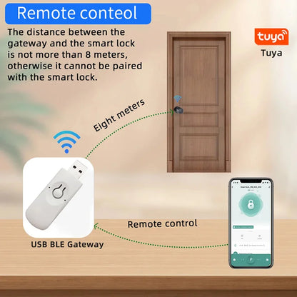 Tuya App Fingerprint Cylinder Smart Door Lock – Electronic Keypad, Key Card & Remote Control for Home & Apartment