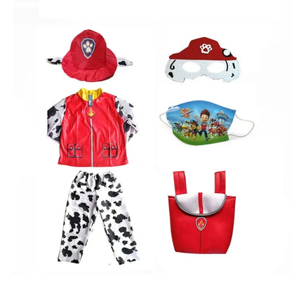 Anime Dog Patrol Kids Costume Set – Tops, Pants, Backpack & Hat for Marshall, Chase, Skye, Zuma, Rubble Halloween Cosplay