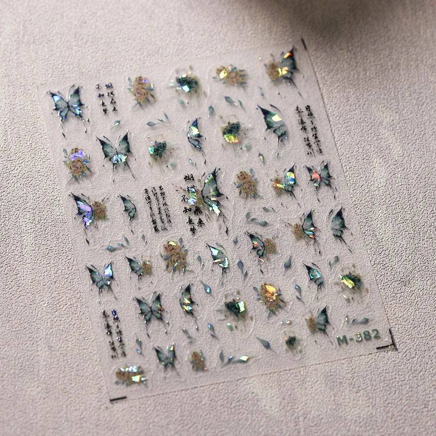 5D Glitter Butterfly Nail Sticker – Kawaii Aurora Nail Art Decal for DIY Manicure & Nail Decorations