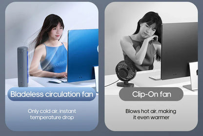 KINSCOTER Portable Air Conditioner Fan – 2000mAh Quiet Desktop Tower Fan, Wall-Mountable Non-Drilling Circulating Fan with 3 Adjustable Speeds