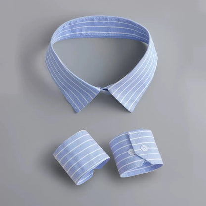 White Detachable Fake Collar - Stripe Lapel Faux Shirt Neckline Accessory for Women