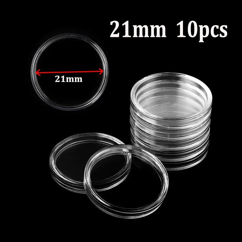 Coin Capsules Storage Box - Clear Plastic Holders for 21/23/25/30/32/38/40/45mm Coins